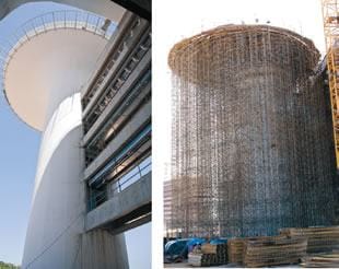 Torre com heliponto e passarelas que a conectam ao palácio do Governo.